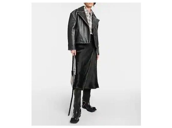 Acne Studios Leder Bikerjacke Schwarz - Ansicht 3