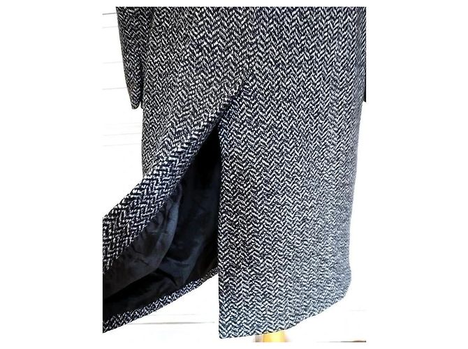 Autre Marque Abrigo largo de lana tweed en espiga Exaltation Negro Blanco - vista 11