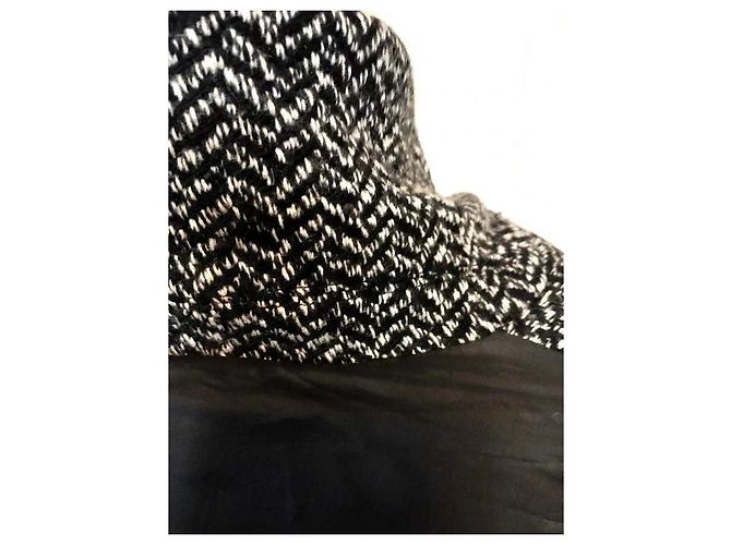Autre Marque Abrigo largo de lana tweed en espiga Exaltation Negro Blanco - vista 15