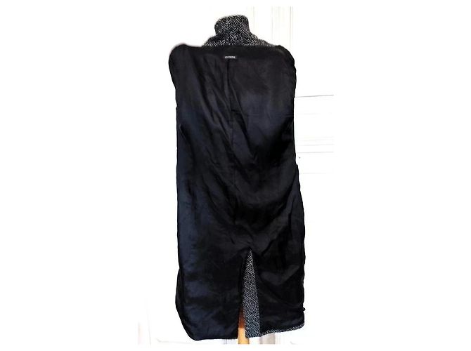 Autre Marque Abrigo largo de lana tweed en espiga Exaltation Negro Blanco - vista 19