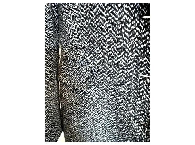 Autre Marque Abrigo largo de lana tweed en espiga Exaltation Negro Blanco - vista 6