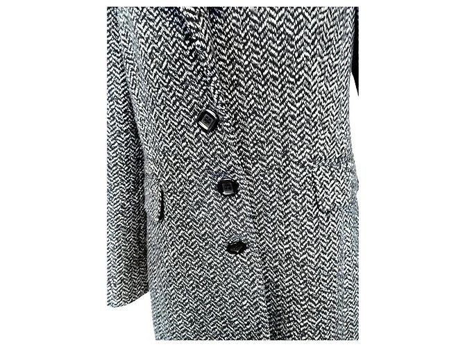 Autre Marque Abrigo largo de lana tweed en espiga Exaltation Negro Blanco - vista 8