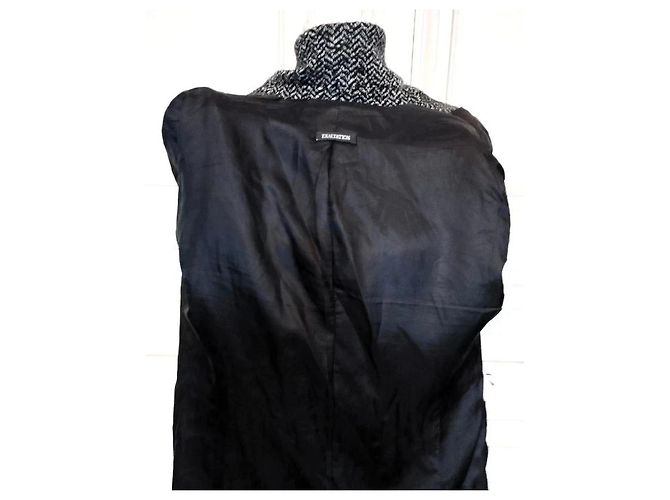Autre Marque Abrigo largo de lana tweed en espiga Exaltation Negro Blanco - vista 9