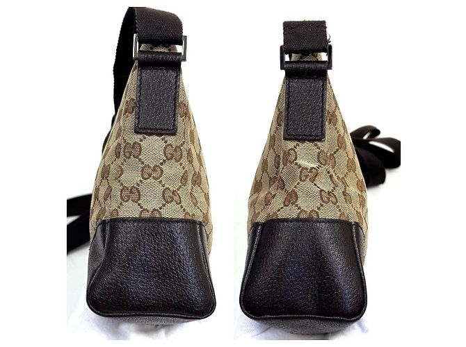 Borsa a tracolla Gucci GG Canvas e pelle nera Nero - vista 4