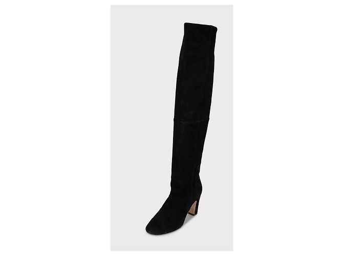 Stivali cuissardes in camoscio nero CHANEL EU 38 usati - vista 3