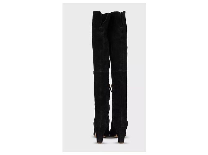 Stivali cuissardes in camoscio nero CHANEL EU 38 usati - vista 4