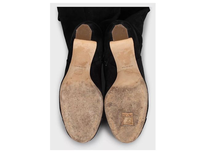 Stivali cuissardes in camoscio nero CHANEL EU 38 usati - vista 5