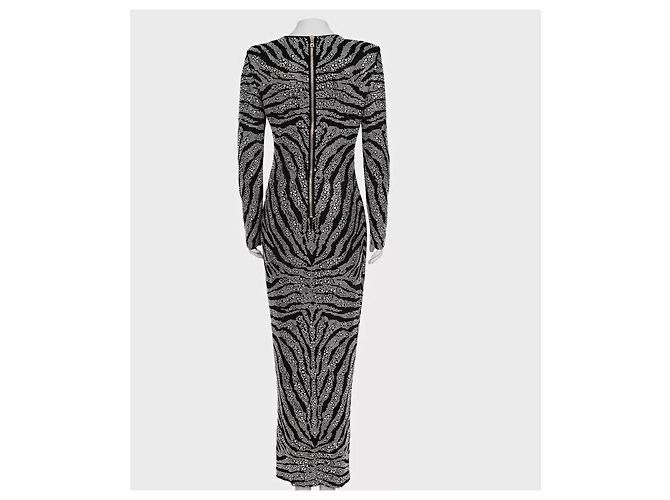 Balmain Maxikleid Schwarz mit Kristallbesatz XS Pre-owned - Ansicht 3