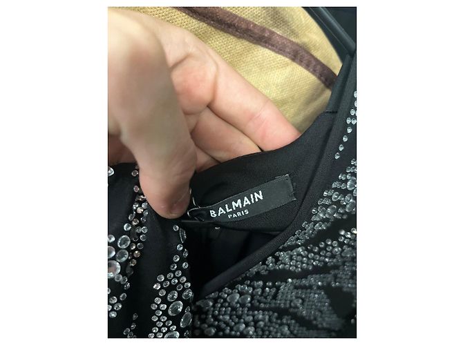 Balmain Maxikleid Schwarz mit Kristallbesatz XS Pre-owned - Ansicht 5