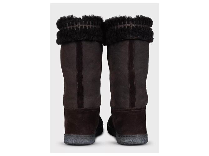 CHANEL braune Wildlederstiefel mit Pelzfutter - EU 37 gebraucht - Ansicht 4
