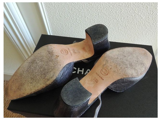 Chanel Slingback Pumps aus metallgrauem Echsenleder Metallisch - Ansicht 9