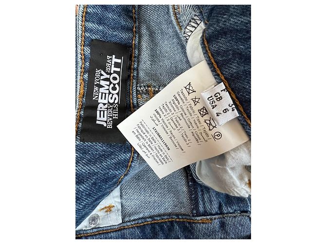 Jeremy Scott Saia de Denim Patchwork Azul Estampa de leopardo - vista 3
