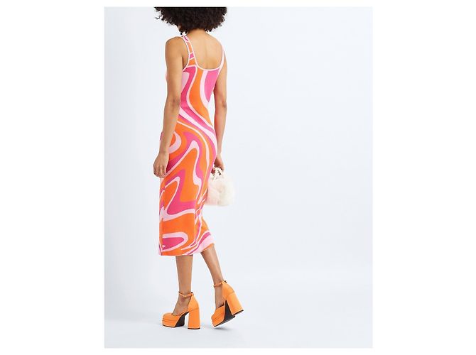 Autre Marque 8By Yoox Strick-Midikleid mit Wirbelprint Pink Orange Hellblau - Ansicht 4