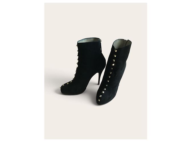 Stivaletti Valentino Garavani Rockstud in camoscio nero - vista 2