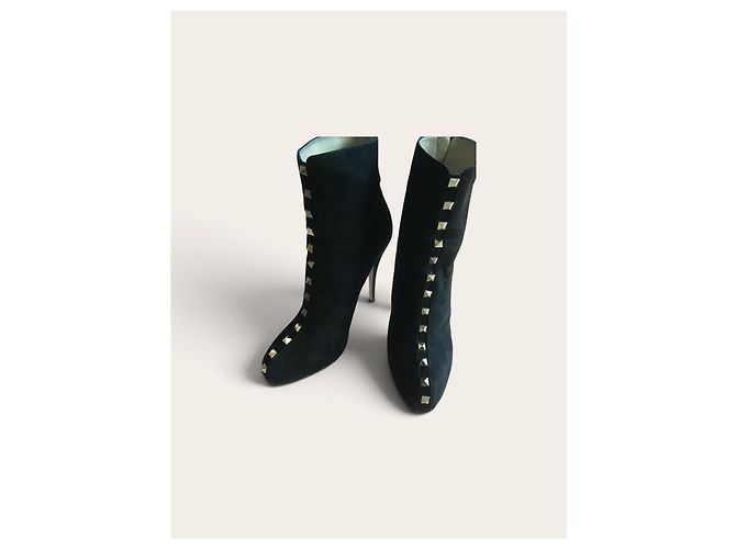 Stivaletti Valentino Garavani Rockstud in camoscio nero - vista 3