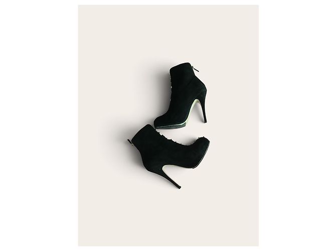 Stivaletti Valentino Garavani Rockstud in camoscio nero - vista 4