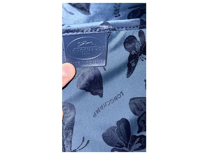 Longchamp Roseau Saco Cabas Couro Efeito Croco Azul escuro - vista 5