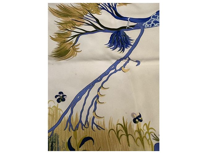 Hermès Kuggor Tree Seidentuch Braun Weiß Blau Golden Grün - Ansicht 4