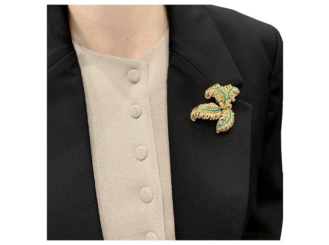 Spilla Chaumet "Panache", oro giallo, diamanti, smeraldi. - vista 6