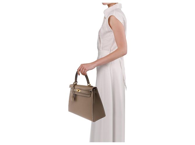 Hermès Borsa HERMES Kelly 25 in Pelle Étoupe - 103939 Taupe - vista 12