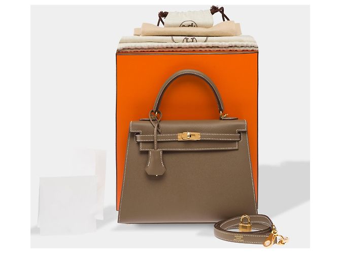 Hermès Borsa HERMES Kelly 25 in Pelle Étoupe - 103939 Taupe - vista 2