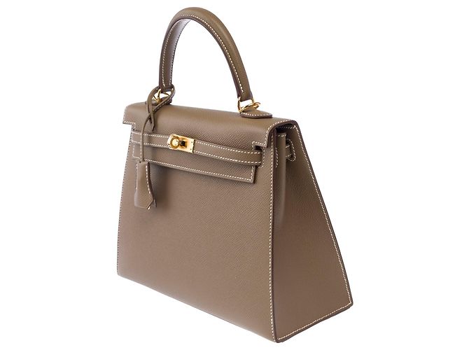 Hermès Borsa HERMES Kelly 25 in Pelle Étoupe - 103939 Taupe - vista 4