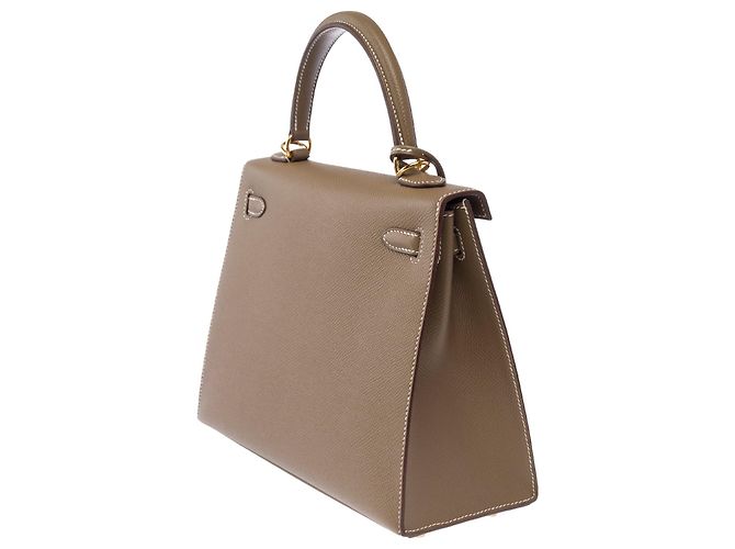 Hermès Borsa HERMES Kelly 25 in Pelle Étoupe - 103939 Taupe - vista 5
