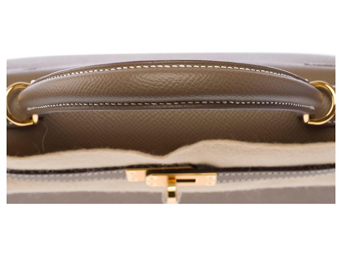 Hermès Borsa HERMES Kelly 25 in Pelle Étoupe - 103939 Taupe - vista 9