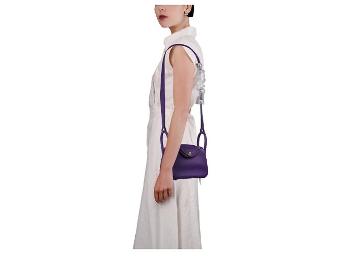 Hermès Borsa HERMES Lindy in Pelle Violetto - 103922 Porpora - vista 13