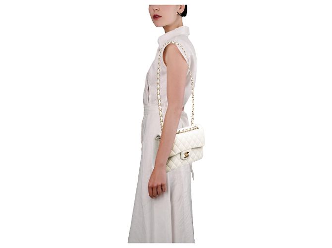 Borsa CHANEL Timeless/Classique in Pelle Bianca - 103935 Bianco - vista 13