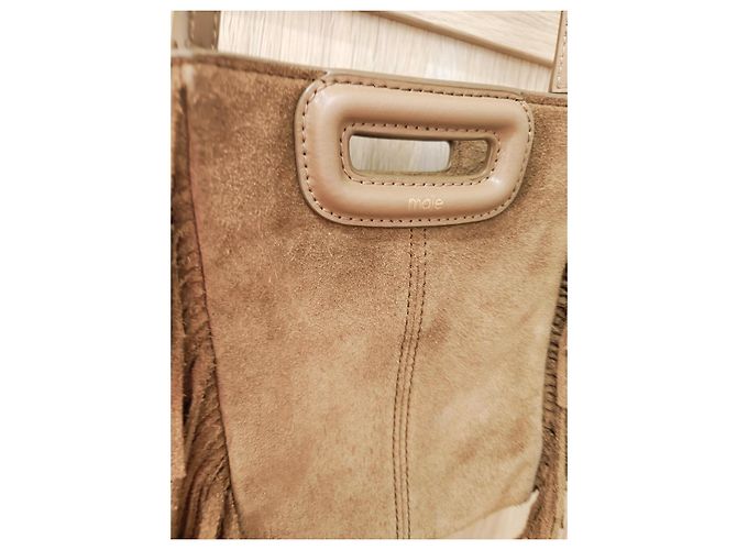 Maje Bolso bandolera de ante con flecos Castaño - vista 2