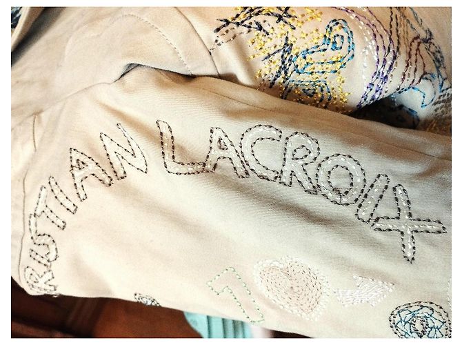 Christian Lacroix Abrigo de Algodón Bordado Multicolor Beige - vista 10