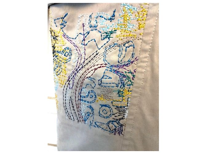 Christian Lacroix Abrigo de Algodón Bordado Multicolor Beige - vista 12