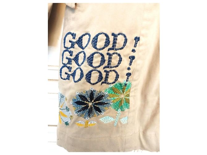 Christian Lacroix Abrigo de Algodón Bordado Multicolor Beige - vista 14