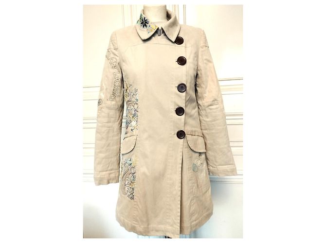 Christian Lacroix Abrigo de Algodón Bordado Multicolor Beige - vista 16