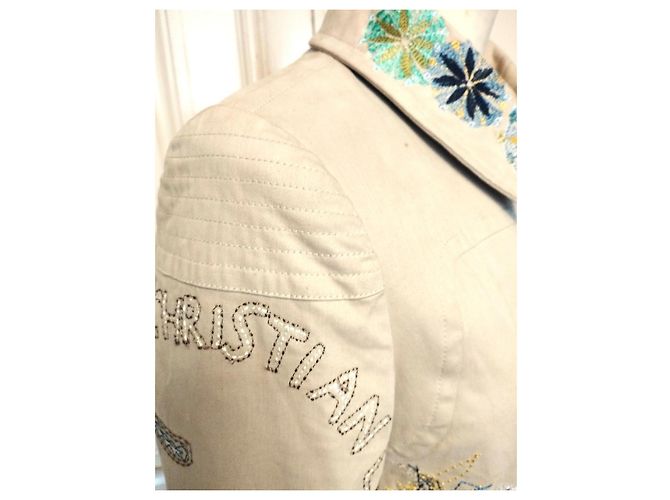 Christian Lacroix Abrigo de Algodón Bordado Multicolor Beige - vista 17