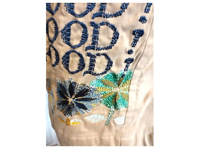 Christian Lacroix Abrigo de Algodón Bordado Multicolor Beige - vista 19
