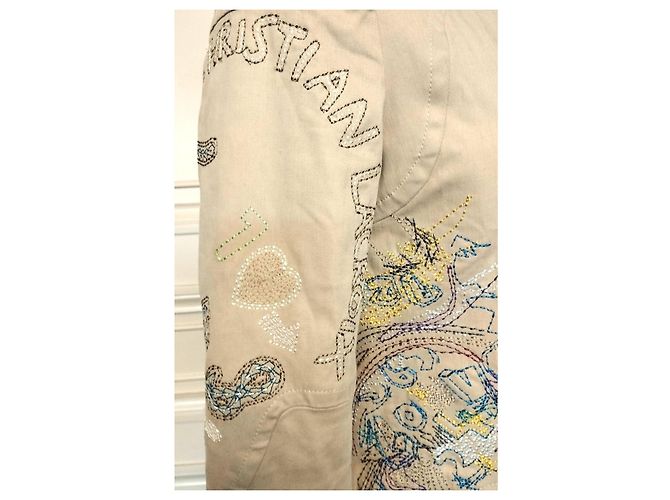 Christian Lacroix Abrigo de Algodón Bordado Multicolor Beige - vista 3