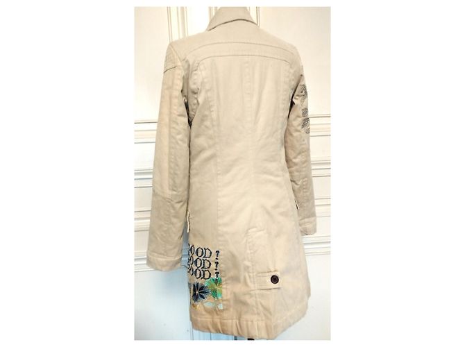 Christian Lacroix Abrigo de Algodón Bordado Multicolor Beige - vista 4
