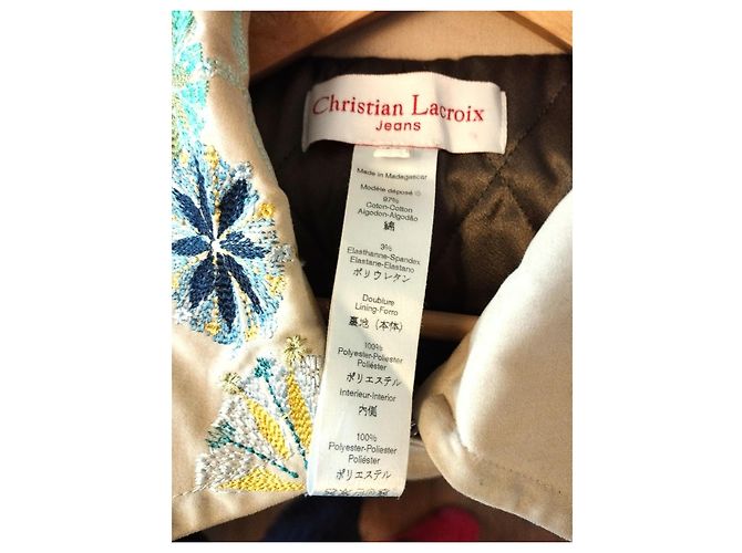 Christian Lacroix Abrigo de Algodón Bordado Multicolor Beige - vista 5