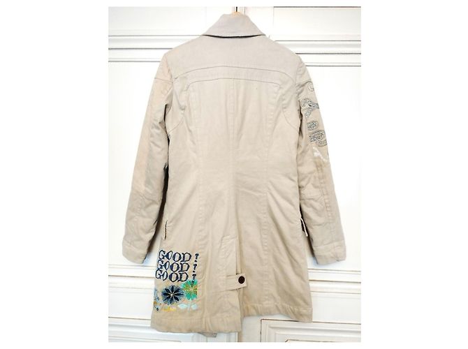 Christian Lacroix Abrigo de Algodón Bordado Multicolor Beige - vista 9