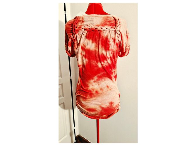 Isabel Marant Tie-Dye Mini-Kleid aus Baumwolle Rot Beige Orange - Ansicht 11