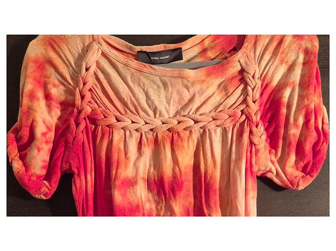 Isabel Marant Tie-Dye Mini-Kleid aus Baumwolle Rot Beige Orange - Ansicht 12