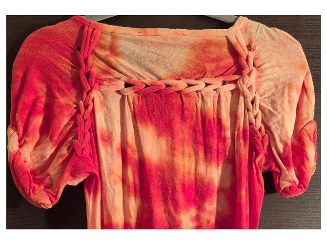 Isabel Marant Tie-Dye Mini-Kleid aus Baumwolle Rot Beige Orange - Ansicht 13