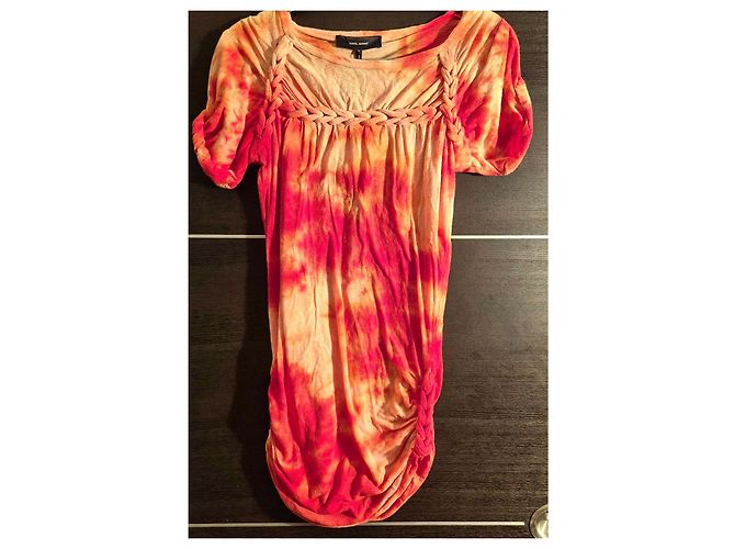 Isabel Marant Tie-Dye Mini-Kleid aus Baumwolle Rot Beige Orange - Ansicht 6