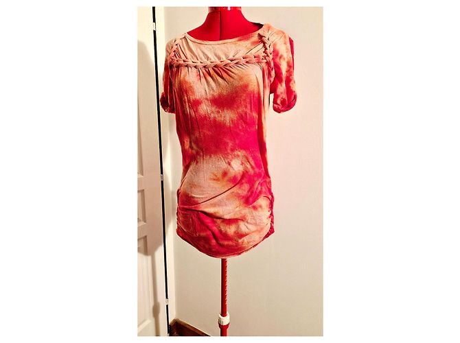 Isabel Marant Tie-Dye Mini-Kleid aus Baumwolle Rot Beige Orange - Ansicht 8