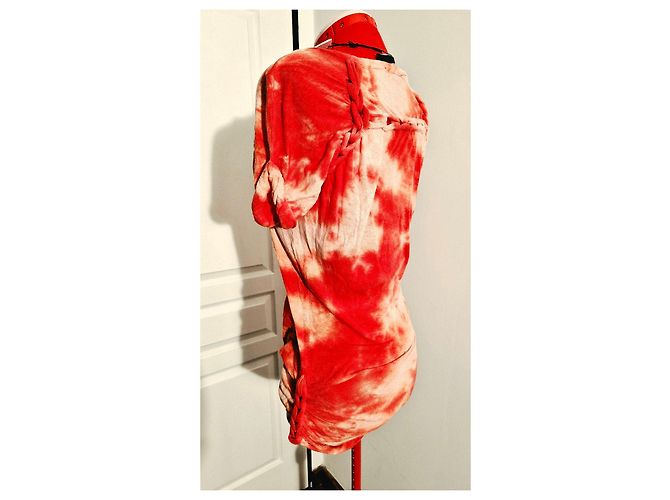 Isabel Marant Tie-Dye Mini-Kleid aus Baumwolle Rot Beige Orange - Ansicht 9