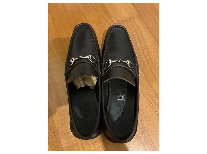 Mocassini Gucci in Pelle Marrone con Morsetto Argento Marrone scuro - vista 4