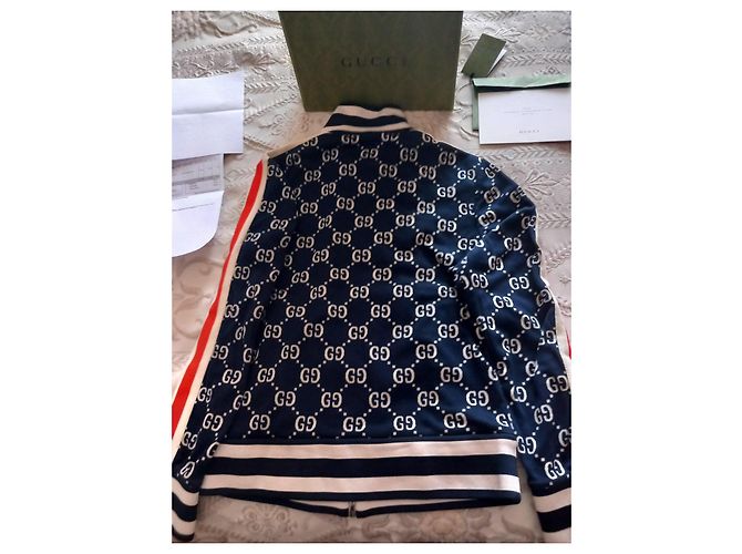 Gucci GG Monogram Sportjacke blau und weiß Bordeaux - Ansicht 2