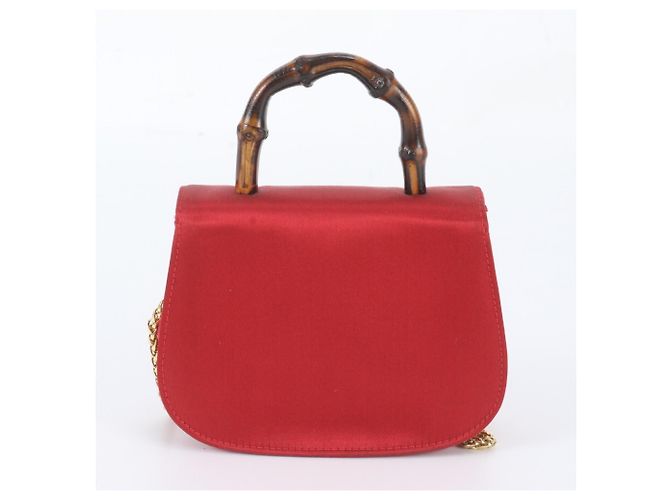 Borsa a tracolla con catena 2-Way Gucci Bamboo Rosso - vista 4